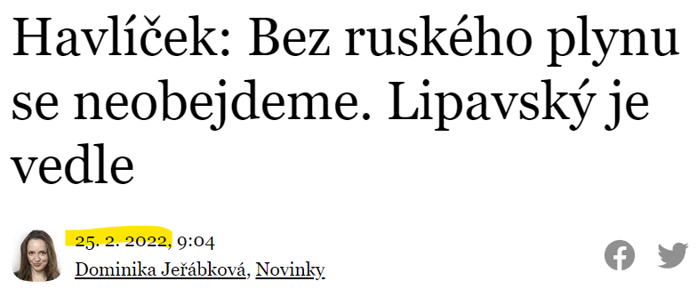vrecionova's tweet photo. Karel Havlíček loni v únoru: Bez ruského plynu se neobejdeme!

Realita: Závislost na ruském plynu jsme v České republice snížili z 97 % na 4 %.

Tak to bychom měli... 🙂 https://t.co/SkuErIRLjh