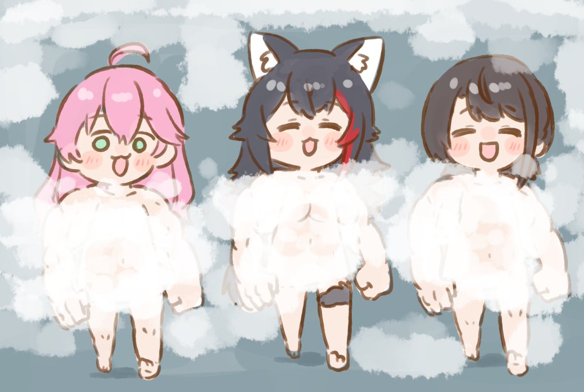 大神ミオ ,大空スバル ,さくらみこ 「」|ねこやまのイラスト