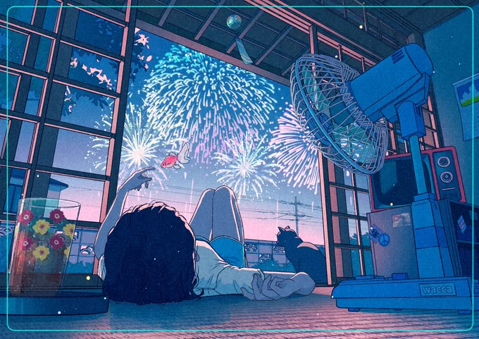 #画像を4枚晒したらrtがきてフォロワーがぶわーって増えると聞いてほんのりのノスタルジックで、ほんのりCHILLなイラスト目指しています 