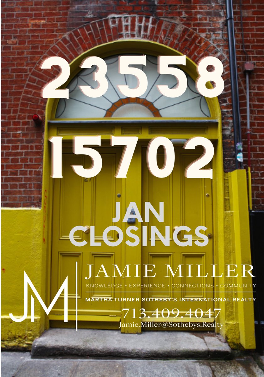 Jamie_R_Miller's tweet photo. Great way to close out JAN 23.
Don’t be a HEADLINE READER, there are great opportunities for Buyers, Sellers and Investors.
#MTSIR #HoustonRealtor #SothebysRealtor
#MovingToHouston
#TopProducer #SiennaTx #SiennaRealtor #Realtor #SothebysSellsSienna https://t.co/bNSt4PbxVU
