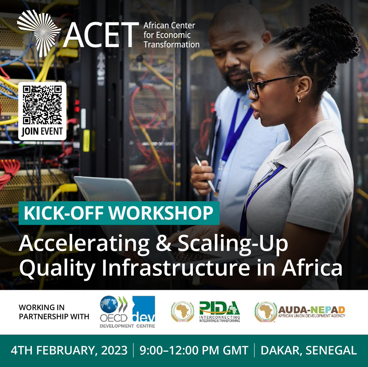 AcetforAfrica's tweet photo. Join ACET, @NEPAD_Agency, and @OECD for a workshop on #Accelerating and Scaling-up Quality Infrastructure in #Africa! Engage with policymakers from 5 pilot countries &amp; infrastructure experts. Feb 4, 9AM-12PM. Register now! https://t.co/oNt0tDPTeM https://t.co/poIvgCB1eM