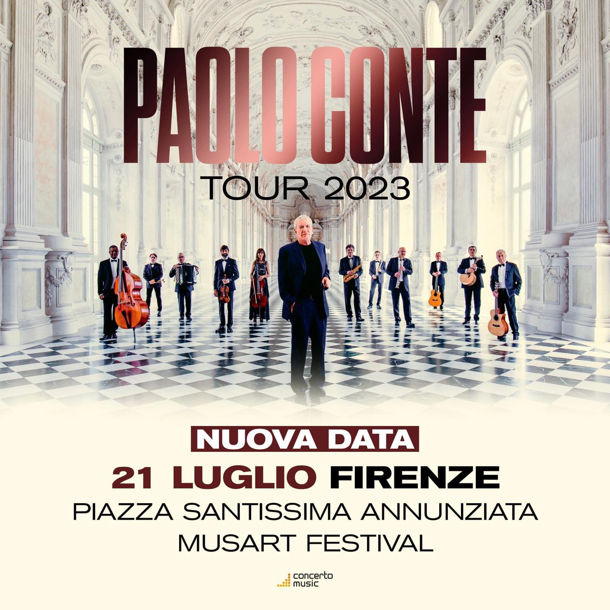 NUOVA DATA FIRENZE

📌 Venerdì 21 luglio 2023 - MusArt Festival, Piazza della Santissima Annunziata, FIRENZE

🎫 Prevendite disponibili su TicketOne e Boxoffice Toscana: ticketone.it/event/paolo-co…