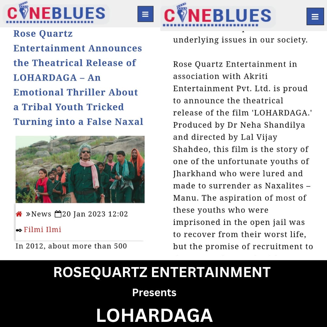 Cineblues write for LOHARDAGA

#lohardaga #sanjaymishra #vijayraaz #naxals #jharkhand