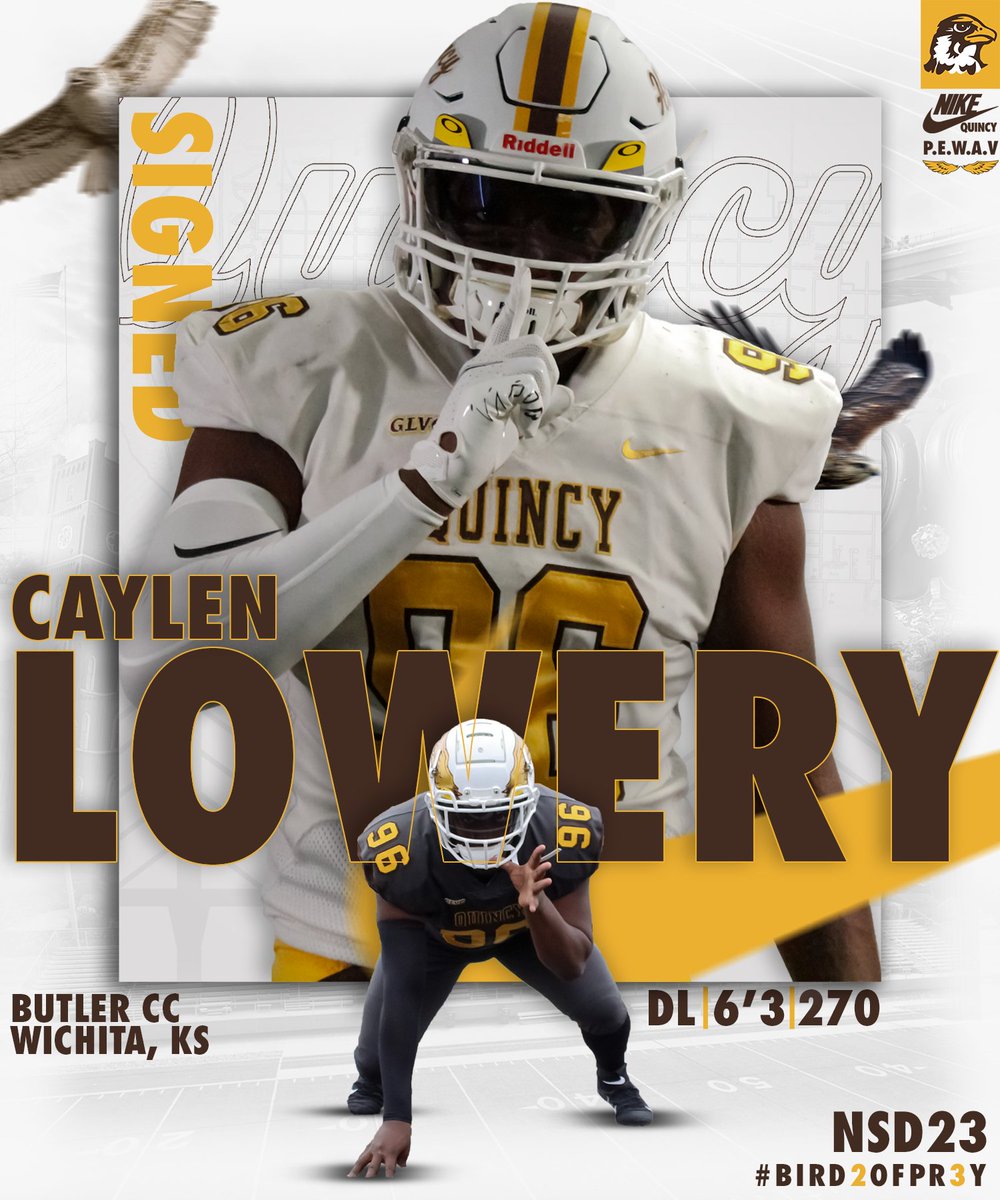 QUHawksFootball's tweet photo. Caylen Lowery is a Hawk!
Butler Community College
POS: DL HT: 6’3 WT: 270
Welcome to the family Caylen! @caylen_lowery 

#PEWAV #FFF #HOLDtheROPE https://t.co/mhzr1EPxaF