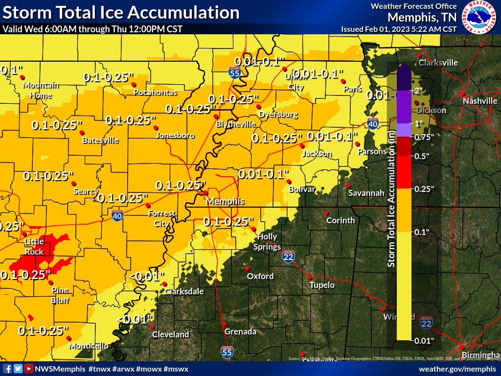 Good news! The third and FINAL round of freezing rain and/or sleet will start this afternoon. Temps should rise above freezing tomorrow mid morning &amp; precip will change back over to rain. Additional ice amounts up to 1/4 inch possible through tomorrow morning. Drive carefully⚠️🧊