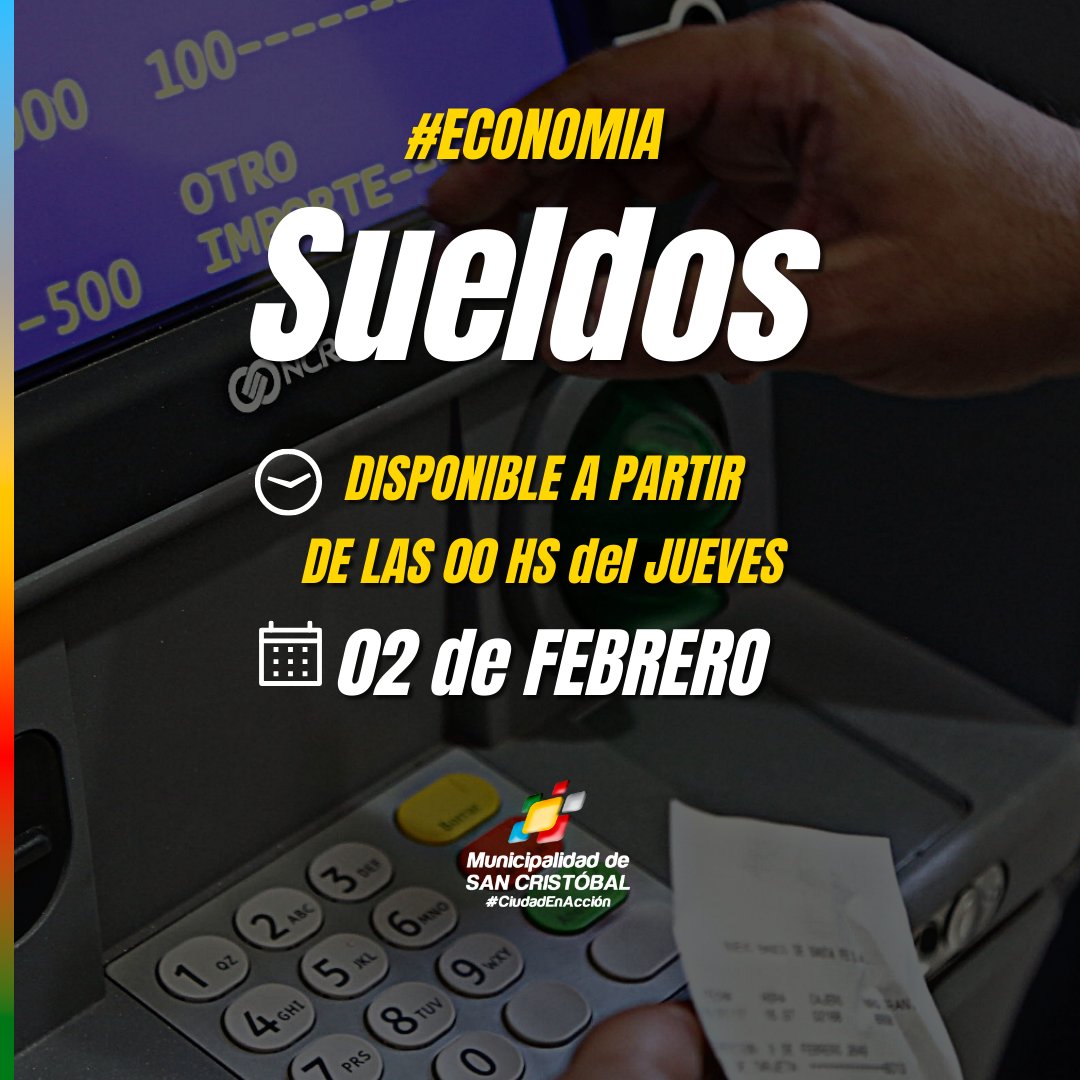 #NoParamos La Secretaría de #Economía y Finanzas informa que a partir de este jueves 2 los sueldos ya estarán depositados.
#SanCristóbal ❤️
#CiudadEnAcción