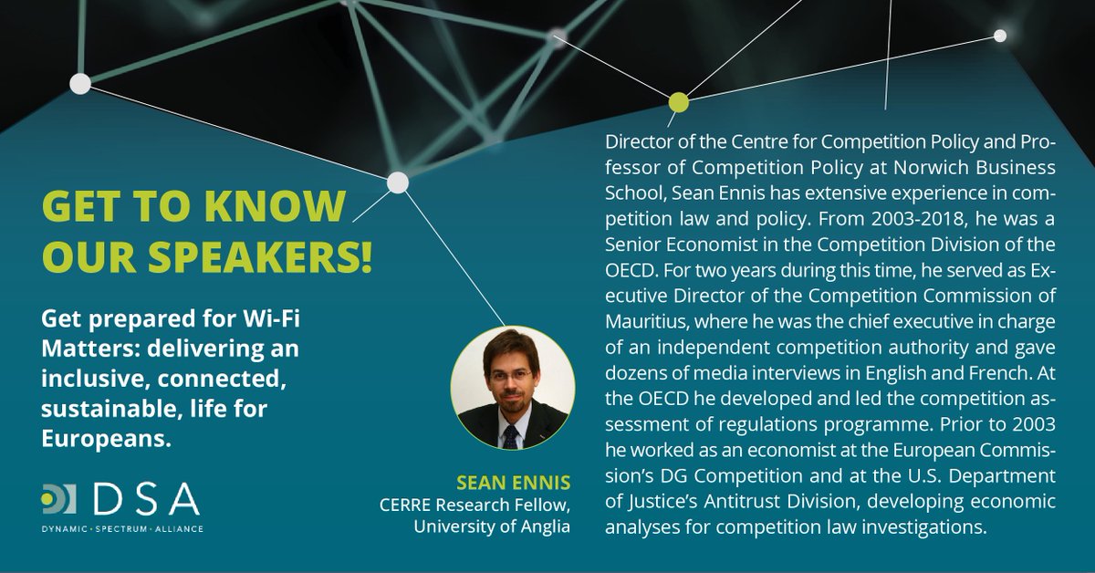 DynamicSpectrum's tweet photo. Get ready for "Wi-Fi Matters: delivering an inclusive, connected, sustainable, life for Europeans"! Today we  announce Prof. Sean Ennis at @uniofeastanglia, as one of our key speakers at the event. Looking to attend? Register here: https://t.co/cPKjvW7MWW https://t.co/3xoKPLuvPV