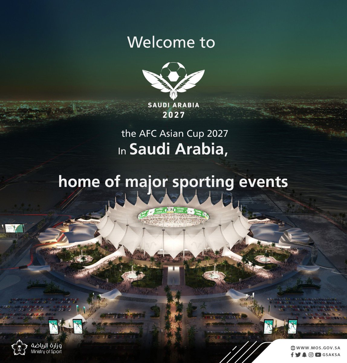 Our wait is over. AFC Asian Cup 2027 Saudi Arabia 🇸🇦
For the fans. For the future. For football. For Asia.
We are proud, humble, excited. Let the countdown begin!
#Saudi2027 | #ForwardForAsia