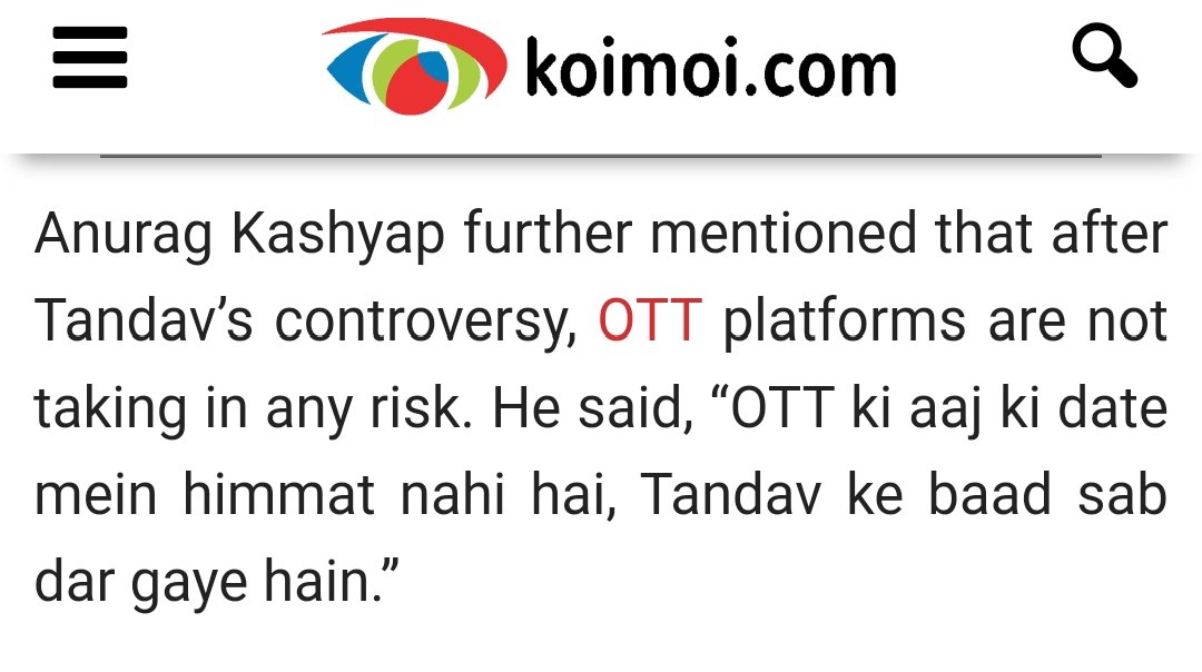 GemsOfBollywood's tweet photo. Darr ka mahaul hai. 

GemsOfBollywood had raised issue of disturbing content in Tandav web series. We faced several hit jobs by some sold-out Pattalkaars. But some of those scenes had to be removed. https://t.co/bdDMSrXaIy