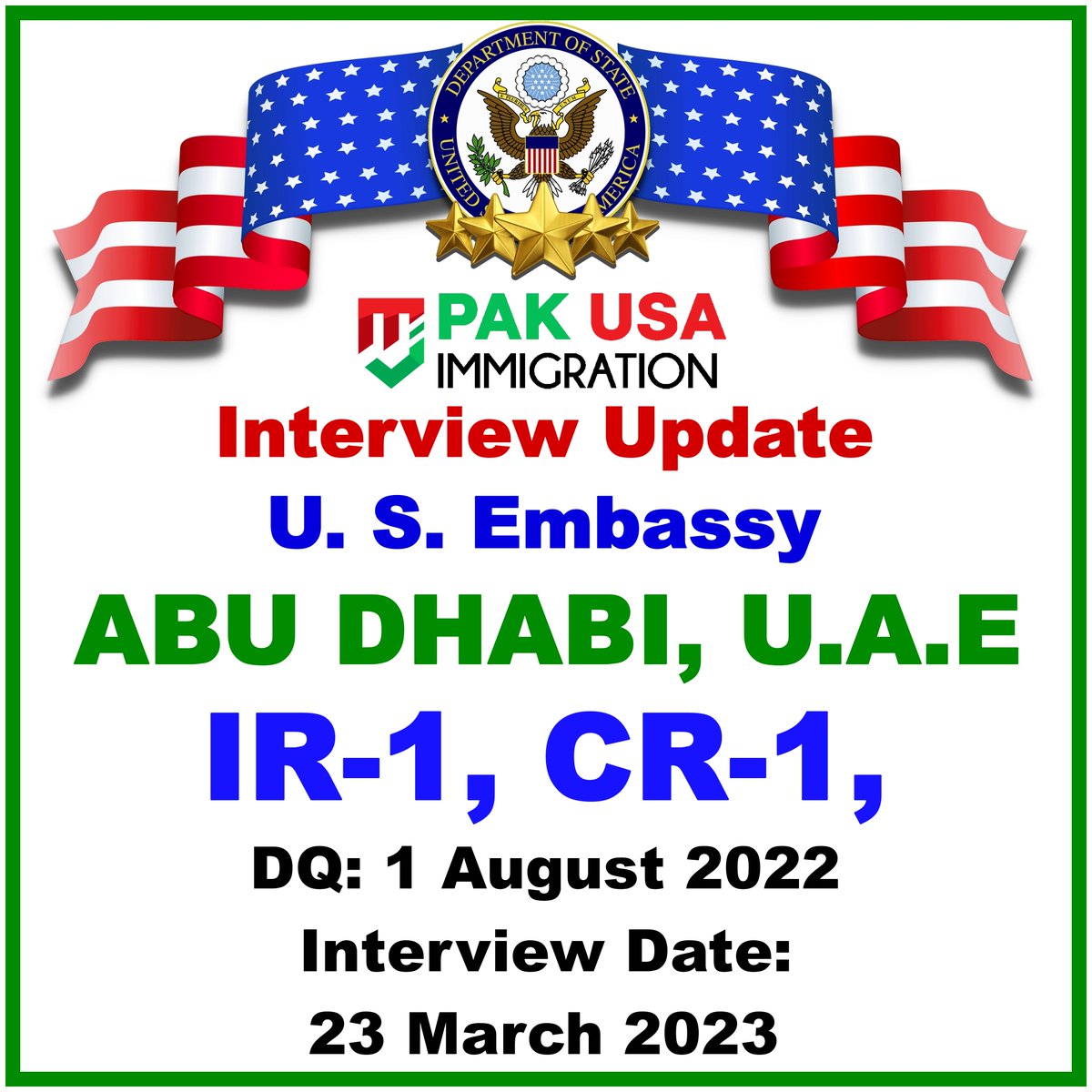 US Embassy ABU DHABI - U.A.E - IR-1 Interview Letters Update

#usimmigration #PakUSAImmigration #F2A #FX1 #F2B #F2avisa #F3Visa #F4Visa #IR1 #CR1 #IR5 #USCIS #NVC #immigrationconsultant #US #usa #USEmbassy #USEmbassyISB #USEmbassyAbuDhabi