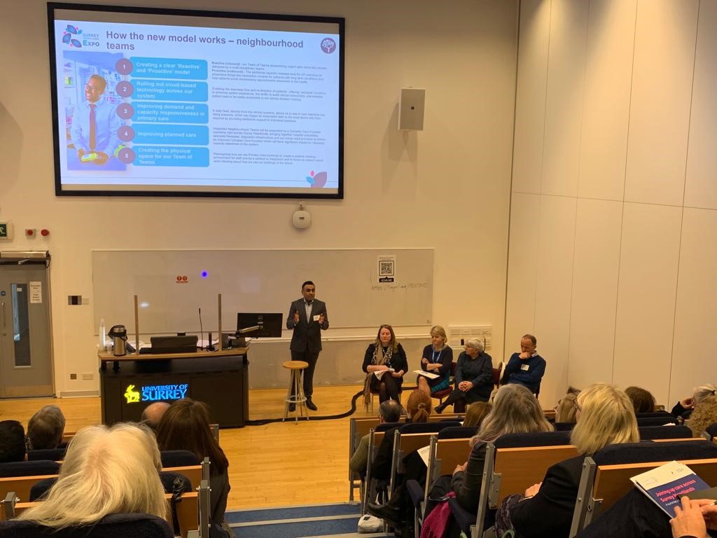 NHSSurreySussex's tweet photo. Great to hear Dr Pramit Patel talk so passionately about the work happening at neighbourhood level to improve health and wellbeing for local communities, driven by the Fuller stocktake.
  
#SyHeartlandsExpo23 https://t.co/87i9fWhQ6q