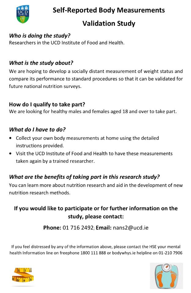 IUNA (@iunaireland) on Twitter photo Do you want to help with #nutritionresearch and get your height and weight measured? The #NANSII team are currently looking for #volunteers for a validation study <a href="/UCDFoodHealth/">UCDFood&Health</a>. Contact the details on the flyer below. Do you want to help with #nutritionresearch and get your height and weight measured? The #NANSII team are currently looking for #volunteers for a validation study <a href="/UCDFoodHealth/">UCDFood&Health</a>. Contact the details on the flyer below.