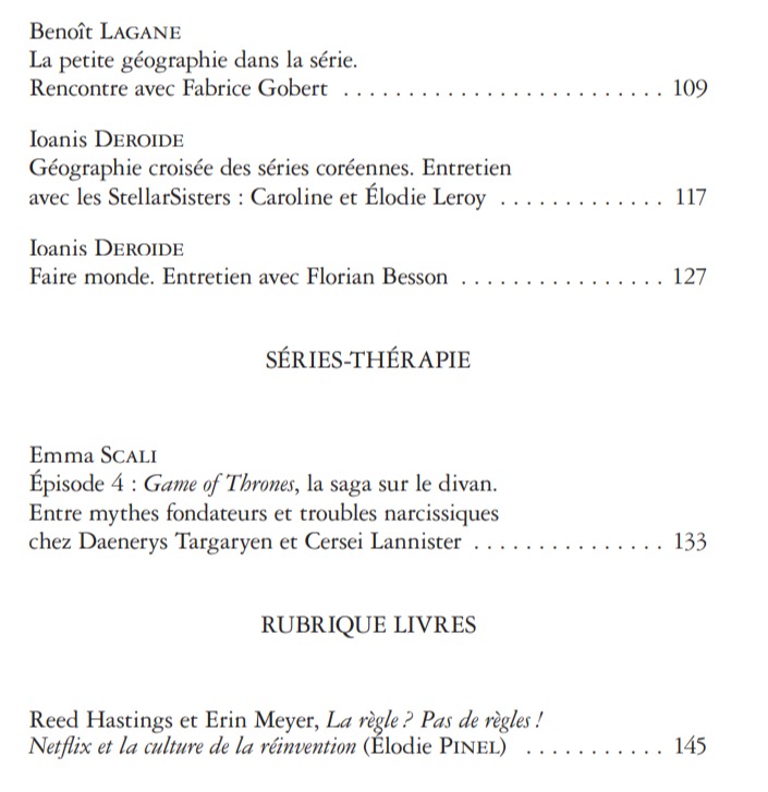 Saison la revue des séries (@saisonseries) on Twitter photo 🗓️ Saison n°4 paraîtra le 22 février <a href="/EditionsCG/">Classiques Garnier</a> ! Au programme, les "géographies imaginaires". Et au sommaire <a href="/IoanisDeroide/">Ioanis Deroide</a>, <a href="/DavidNeuman3/">David Neuman</a>, <a href="/FlorentFavard/">Florent Favard</a>, <a href="/LaSirani/">Nathalie Severin</a>, <a href="/BenoitLagane/">Benoît Lagane</a>, <a href="/StellarSisters/">StellarSisters</a>, <a href="/AgeMoyen/">Actuel Moyen Âge</a>, <a href="/emma_scali/">Emma Scali</a>, <a href="/ElodiePinel2/">Elodie Pinel</a>... classiques-garnier.com/new/RsnMS04 🗓️ Saison n°4 paraîtra le 22 février <a href="/EditionsCG/">Classiques Garnier</a> ! Au programme, les "géographies imaginaires". Et au sommaire <a href="/IoanisDeroide/">Ioanis Deroide</a>, <a href="/DavidNeuman3/">David Neuman</a>, <a href="/FlorentFavard/">Florent Favard</a>, <a href="/LaSirani/">Nathalie Severin</a>, <a href="/BenoitLagane/">Benoît Lagane</a>, <a href="/StellarSisters/">StellarSisters</a>, <a href="/AgeMoyen/">Actuel Moyen Âge</a>, <a href="/emma_scali/">Emma Scali</a>, <a href="/ElodiePinel2/">Elodie Pinel</a>... classiques-garnier.com/new/RsnMS04