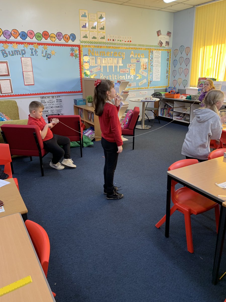 MrsFlemingP4's tweet photo. P4 have been creating telephones to demonstrate how sound travels. https://t.co/zfzKkCdSrn
