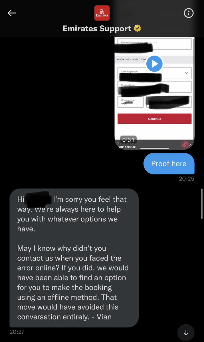 TypePR's tweet image. .@EmiratesSupport assuming I did not contact them offline &amp;amp; then shifting the blame for their failing to its loyal customers rather than taking responsibility for an app that doesn’t function and poor customer service.