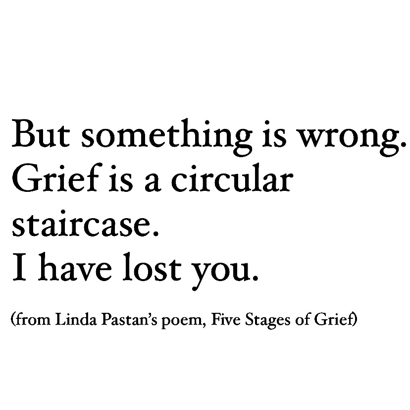 Grief is a circular staircase. I have lost you.

- Linda Pastan 💔