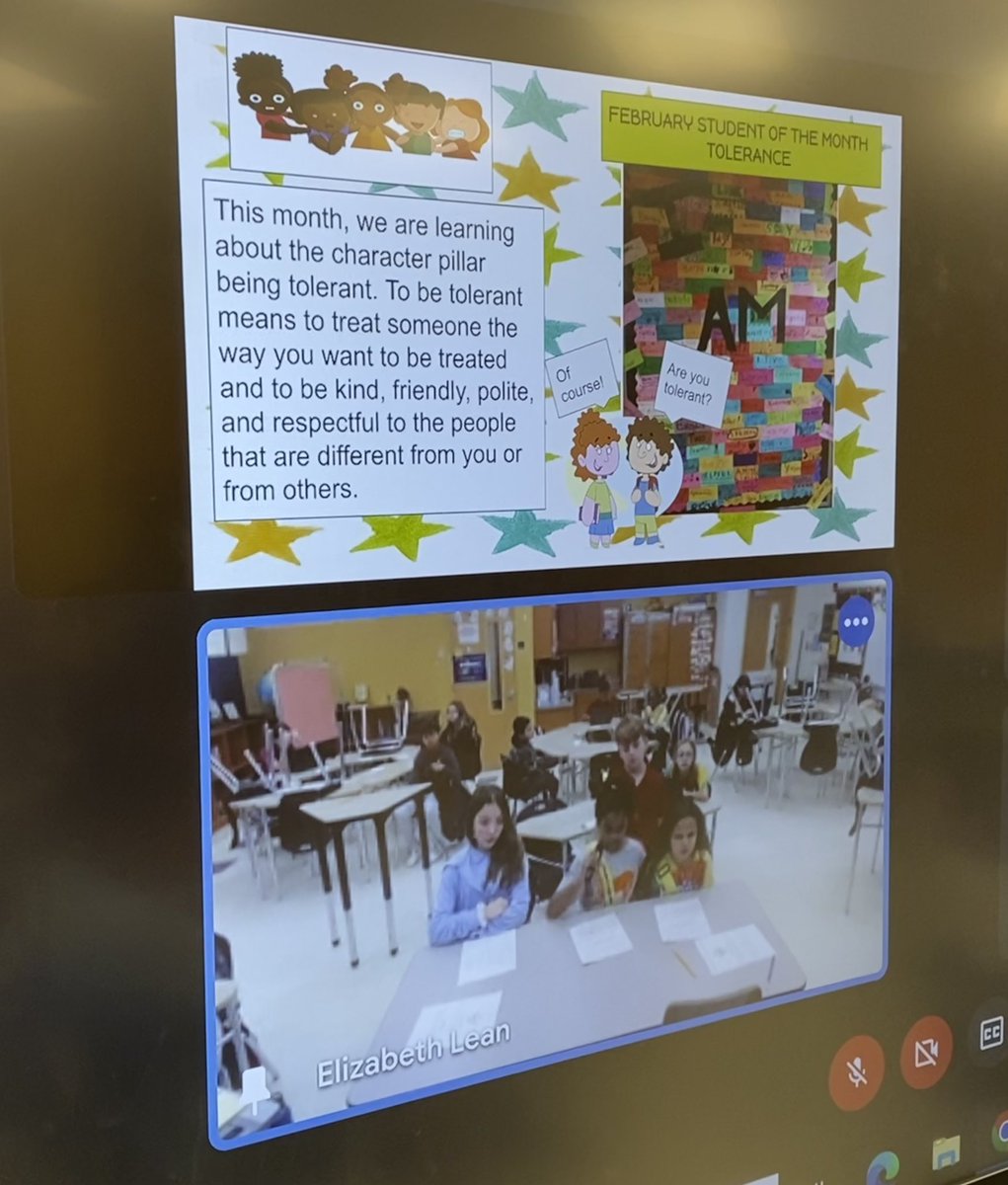 a_maddox27's tweet photo. Thank you to the Morning Show @sunset_coral for teaching us about this month’s #CharacterNow trait- Tolerance. I can’t wait to see this school-wide bulletin board! @SLLpbc @lizzylean https://t.co/JSUV7a67Nm