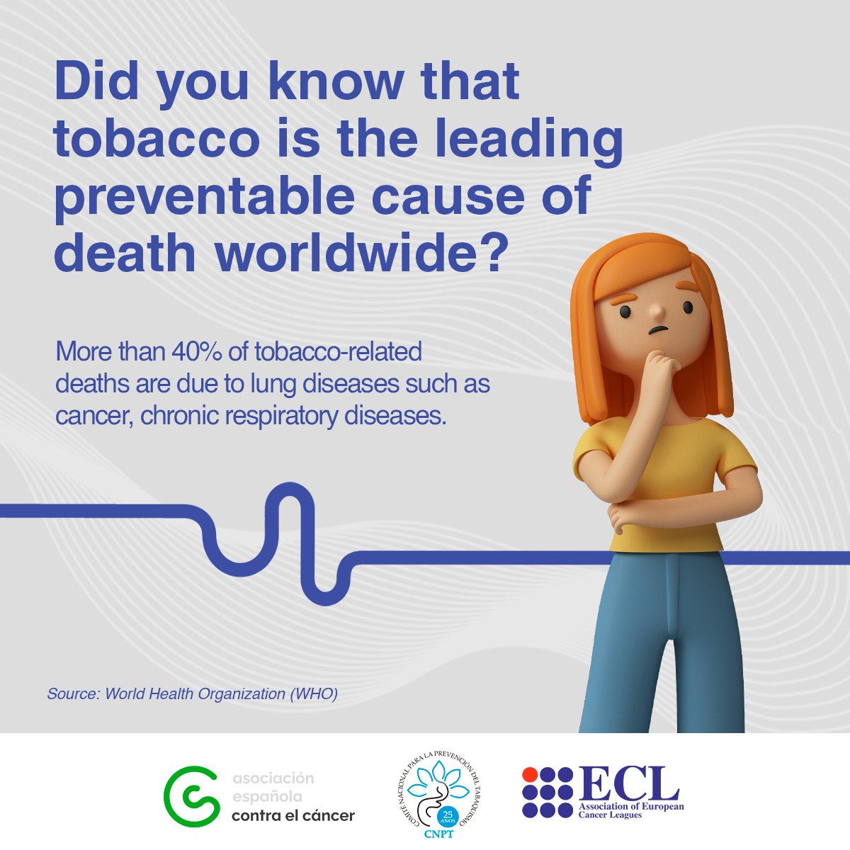 Did you know that tobacco is the leading preventable cause of death worldwide? 🌍

More than 40% of tobacco-related deaths are due to lung diseases such as cancer, chronic respiratory diseases. 👇🏽