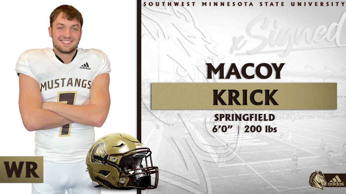 SMSUfootball's tweet photo. 🐴Welcome to the Mustang Family!🐴
MaCoy Krick
6’0 - 200lbs - WR
.
.
.
Show him some love! @KrickMacoy1 
#LetsRide #M4L https://t.co/t48wWTAlch