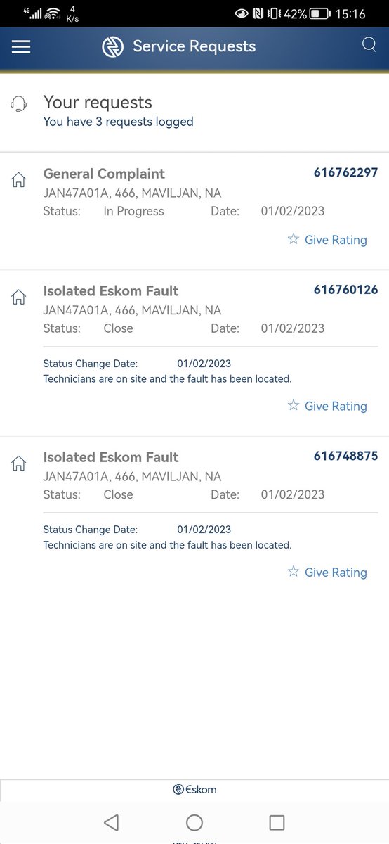 Mihloti_11's tweet photo. If It's not loadshedding its eskom attending site complaints at the office. I've reported a no power supply complain 4 times today,one is already closed, one says technicians on site but they didn't show up. What is this?@Eskom_SA https://t.co/uOGyelzqJk