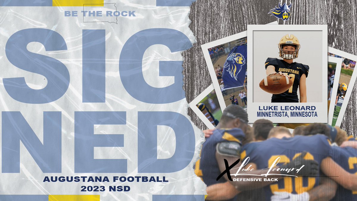 Augustana Football (@augiefb) on Twitter photo Welcome to the <a href="/GoAugie/">Augustana Vikings</a> family, Luke 🖊️
🗡️ DB
🗡️ 6-2 // 180
🗡️ Minnetrista, Minn.
🗡️ <a href="/lukeleonard_11/">Luke Leonard</a>
Follow Along >> GoAugie.com/NSD2023
#BeTheRock | #BuildingChampions Welcome to the <a href="/GoAugie/">Augustana Vikings</a> family, Luke 🖊️
🗡️ DB
🗡️ 6-2 // 180
🗡️ Minnetrista, Minn.
🗡️ <a href="/lukeleonard_11/">Luke Leonard</a>
Follow Along >> GoAugie.com/NSD2023
#BeTheRock | #BuildingChampions