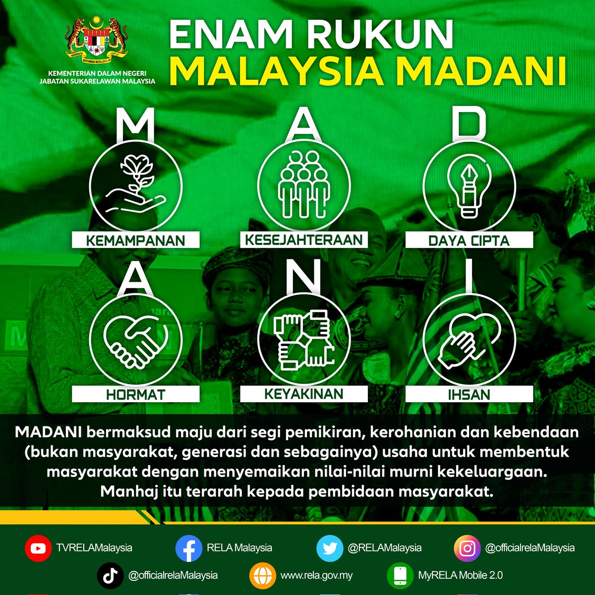 1 Feb 2023 | Rabu :
𝟲 𝗥𝗨𝗞𝗨𝗡 ❜ 𝗠𝗔𝗟𝗔𝗬𝗦𝗜𝗔 𝗠𝗔𝗗𝗔𝗡𝗜 ❜
#SetiaBerbakti #KeselamatanTanggungjawabBersama

<a href="/KDNPUTRAJAYA/">KDN🇲🇾</a> <a href="/saifnasution/">Saifuddin Nasution Ismail</a> <a href="/drshamsulanuar/">Dr Shamsul Anuar Nasarah</a> <a href="/wandahlan/">Wan Ahmad Dahlan</a> <a href="/yahyakgc/">Yahya Sulaiman</a>