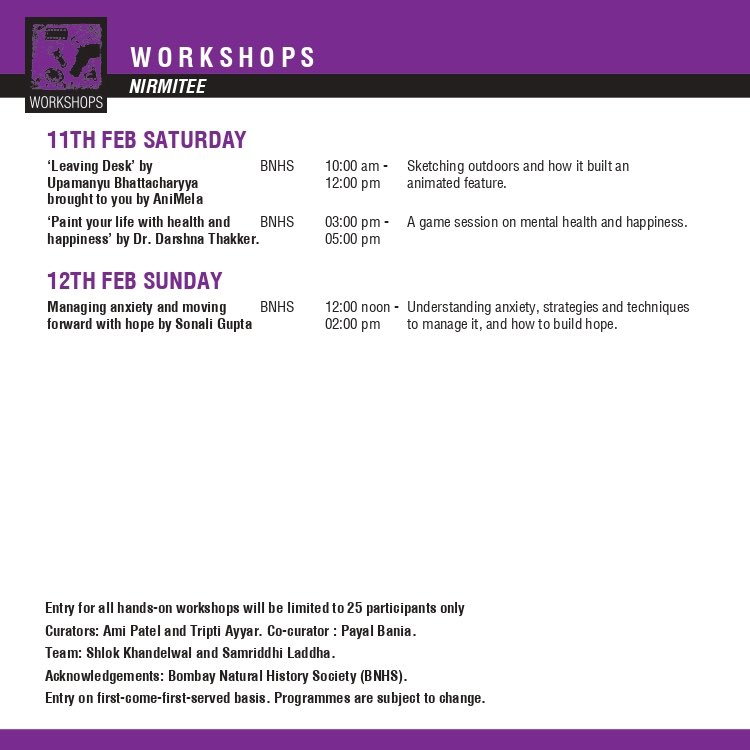 Super excited to be at Kala Ghoda and running this workshop around managing anxiety and building hope!
It’s on 12th February, Sunday : 12 to 2 pm.

It’s free and open to all