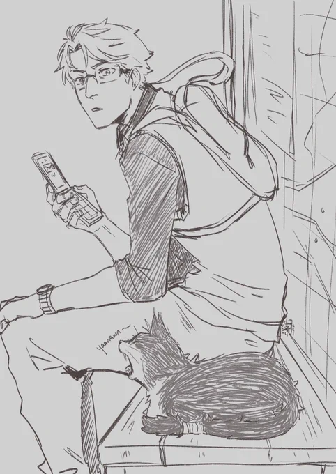 Doodle 2 is a prompt by @psylunari! College guy Kunikida at a bus stop... and a little guy? Thanks for requesting!! 