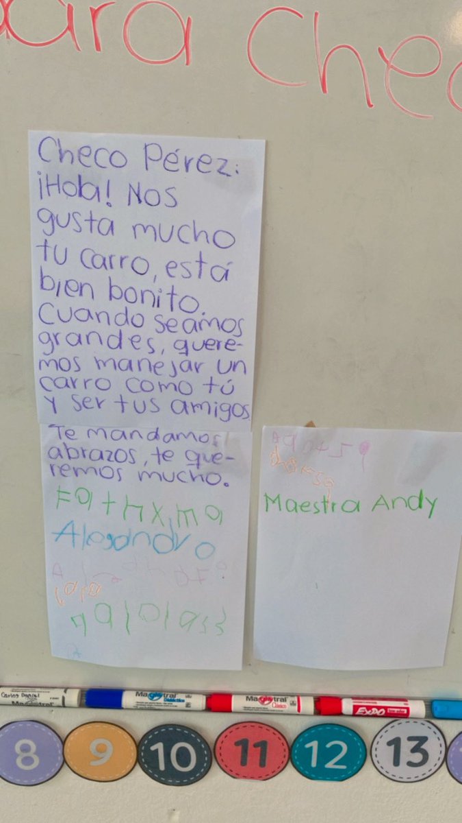 andream_caal's tweet photo. @SChecoPerez soy maestra de preescolar en una comunidad rural y con mis alumnos hicimos un proyecto de la Fórmula 1. Mis niños(as) hicieron una carta para ti, tienen mucha ilusión de que tú la leas, te aman mucho ✨🏎️ https://t.co/32qHpp9HX2