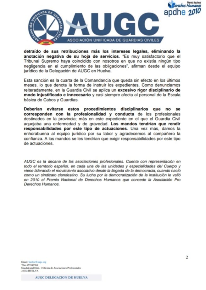 Nuevo éxito del gabinete jurídico de <a href="/AugcHuelva/">Augc Huelva</a> con su letrado Juan Rodríguez al frente, consiguiendo que el Tribunal Supremo anule una 
sanción disciplinaria por falta grave impuesta contra un Guardia 
Civil aquejado de una enfermedad <a href="/AUGC_Comunica/">AUGC Guardia Civil 🇪🇸</a> vela por tus derechos 💪