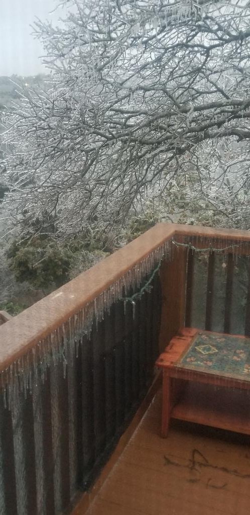 Woke up to this beautiful and dangerous Ice sculptures nature has again created over Austin all around...no power literally in front of nature's fury..wishing everyone a a safe time ahead.