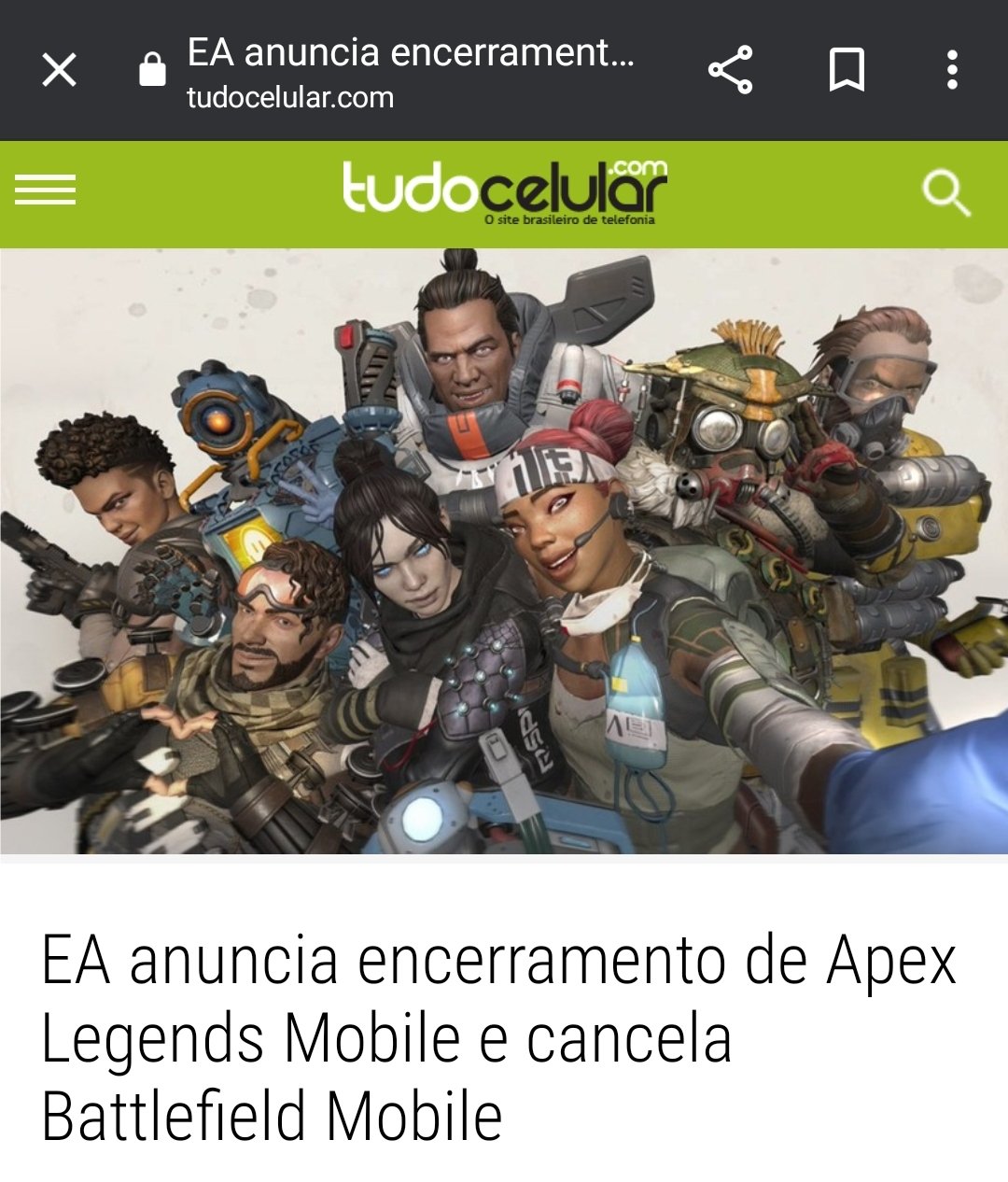 EA anuncia encerramento de Apex Legends Mobile e cancela