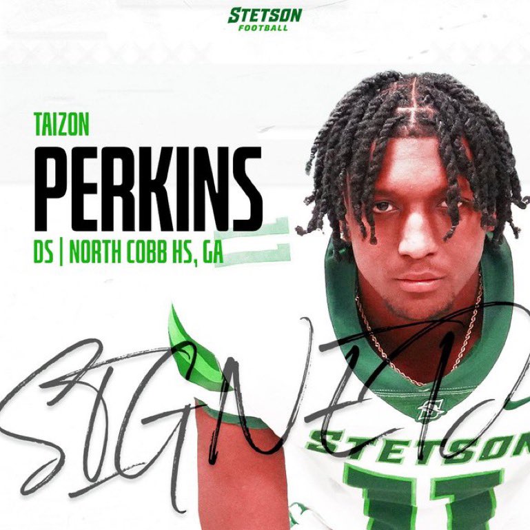 TaiPerkins10's tweet photo. ITS OFFICIAL!!! @StetsonFootball @jj5151 #gohatters #stetsonfootball https://t.co/5ZKGTfbBBy