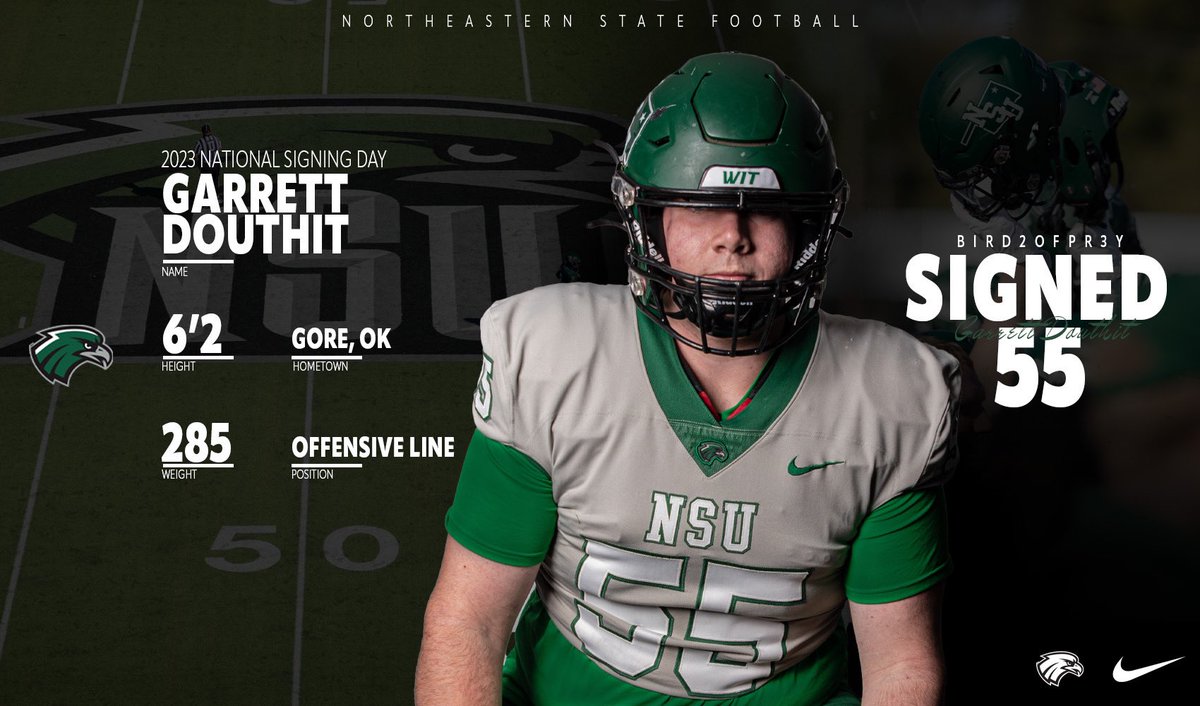 NSU_Football's tweet photo. Welcome to the ‘Quah, Garrett Douthit!

@DouthitGarrett 

#BIRD2OFPR3Y🦅 https://t.co/D5yQ65u7ex