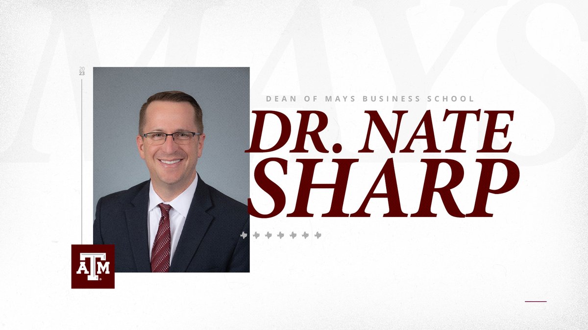 Please join us in congratulating Dr. Nate Sharp as he officially begins serving as Dean of Mays Business School. Whoop! 👍