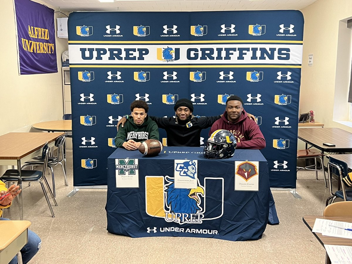 UprepFball's tweet image. Congratulations to our 3 young men signing their NLIs today!! @ChristoJ21 @Dekhari4 @DariusPoles 
@CCSUfootball @CoachLecht @CoachAmbro315 @UCWV_Football @FBCoachQ @CoachBarker_99 @MercyhurstFB @CoachRiemedio @CoachWaring