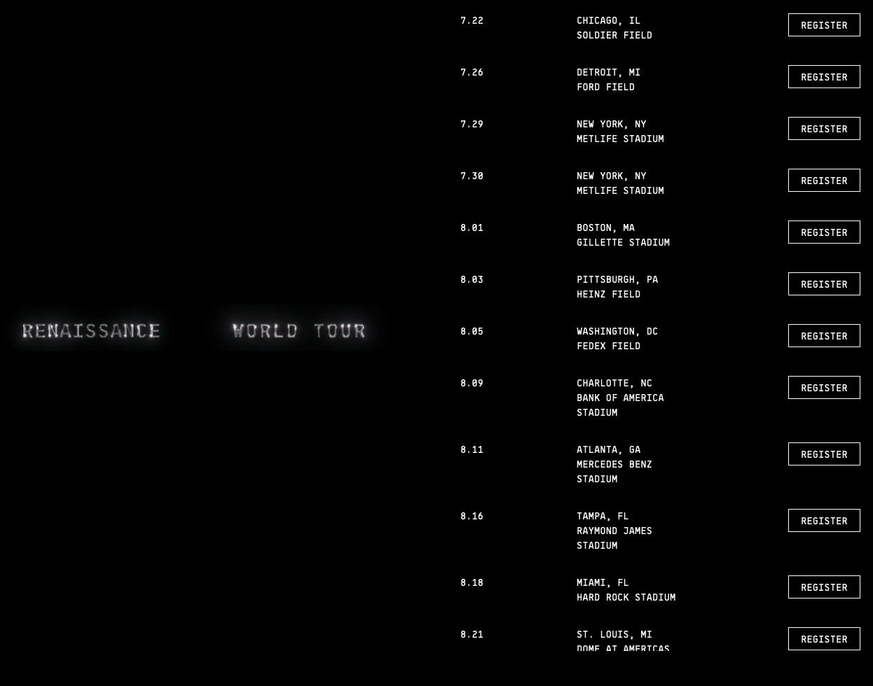 Renaissance World Tour Dates Revealed Beyoncé FOTP
