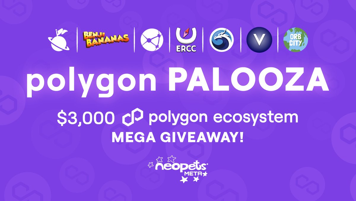 We are thrilled to announce the #PolygonPalooza🥳 - a MEGA #GIVEAWAY that celebrates our participation in the Polygon ecosystem with 7 amazing projects!🎉

💰Over $3,000 worth of prizes. Let's get this party started: medium.com/@neopetsmetave…