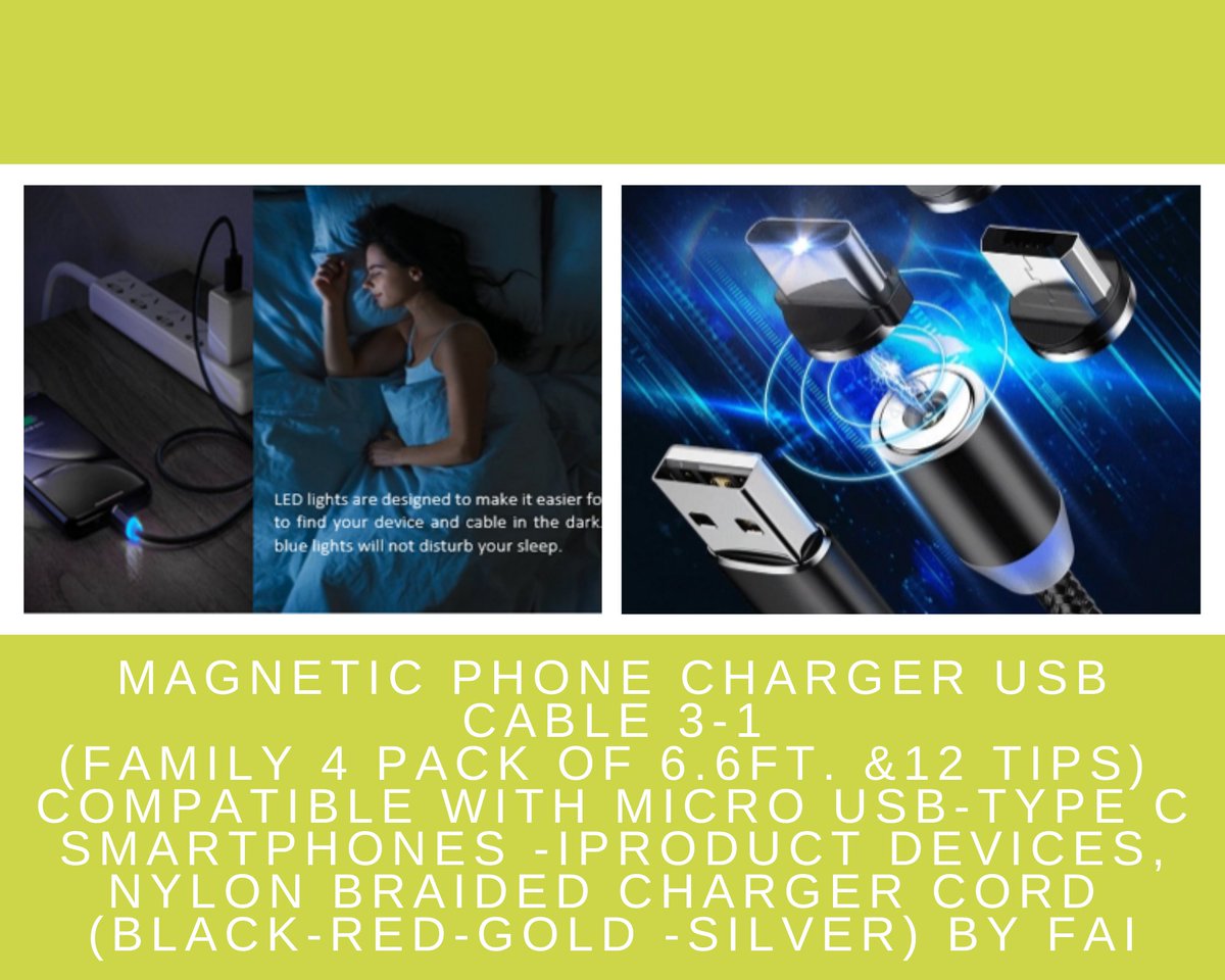 LED lights are designed to make it easier for you to find your device and cable in the dark. Soft blue lights will not disturb your sleep.
#3in1 #magnetic #phone #charger #microUSB #typeC #iProducts Get yours now! Click the link below.
amazon.com/dp/B08F2MTBXP/…