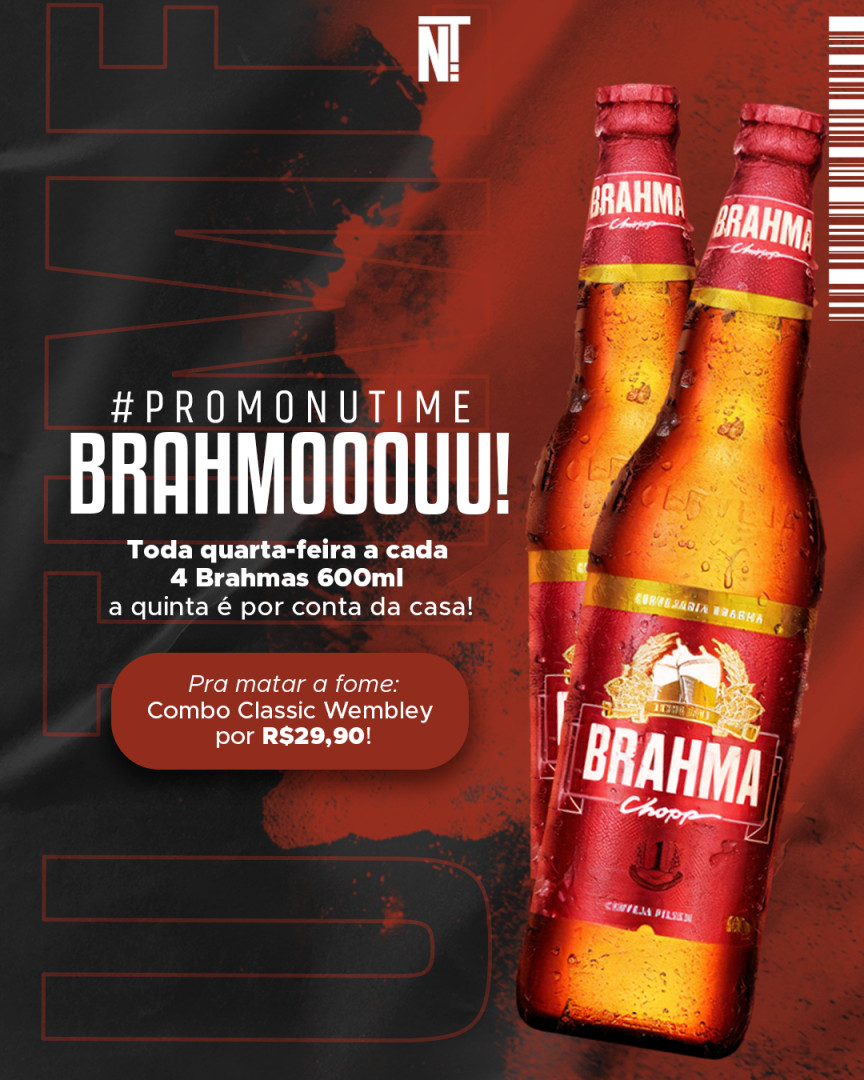 nutimesportbar's tweet photo. Brahmouuu!! 

Toda quarta-feira a cada 4 Brahmas 600ml a quinta é por conta da c... https://t.co/lsI5piQvRW https://t.co/7PbsUhcOyH