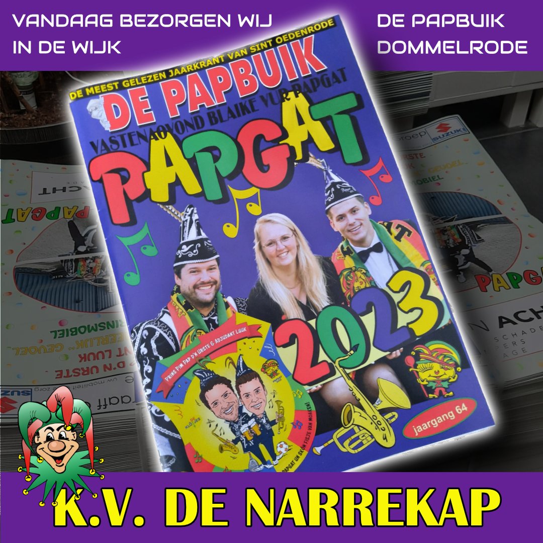 KVdeNarrekap's tweet photo. Vanavond (1 februari) bezorgen wij carnavalskrant ‘de papbuik’ in de wijk Dommelrode. Graag zien wij u dan! ❤️💛💚

#kvdenarrekap #depapbuik #bijnacarnaval #papgat #narrekapontour https://t.co/kDbgGi7Ug4