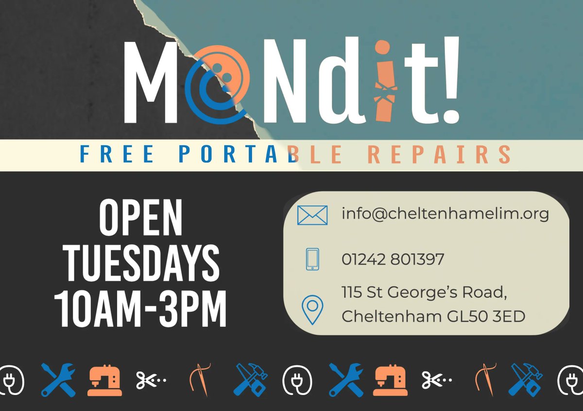 We have kicked off our repair shop MeNdit! - It's a chance for you to bring along your broken portable appliances etc. - items that can hopefully be fixed rather than thrown away
If you’d like anymore information before you bring in you broken item feel free to drop us a message