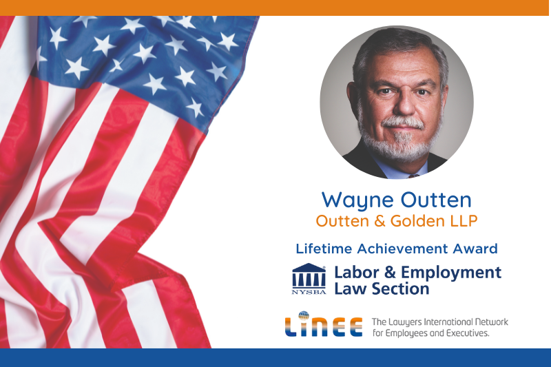 IntlExecLawyers's tweet photo. The @NYSBA Labor &amp; Employment Section has honored LINEE co-founder Wayne Outten of @OuttenGolden with its Lifetime Achievement Award. He is only the fifth person to receive this honor and the first who represents employees. Congratulations, Wayne!  https://t.co/e9dUZrcxAE https://t.co/88ViUlEe9F