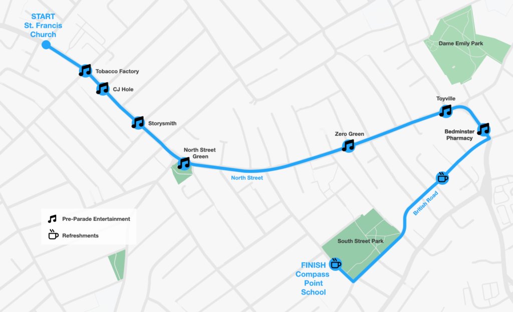 Only five days to go!

We are kick starting the parade at St Francis Church. 

Not only are they our starting destination but they are also one of our lovely sponsors.

Check out the route map here so know where to spot us ➡➡

#stfrancischurch #bedminster