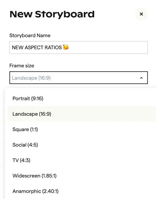 We’ve added a bunch of new aspect ratios 🎉 From social media posts to your latest short film, we’re sure you’ll find one to fit!