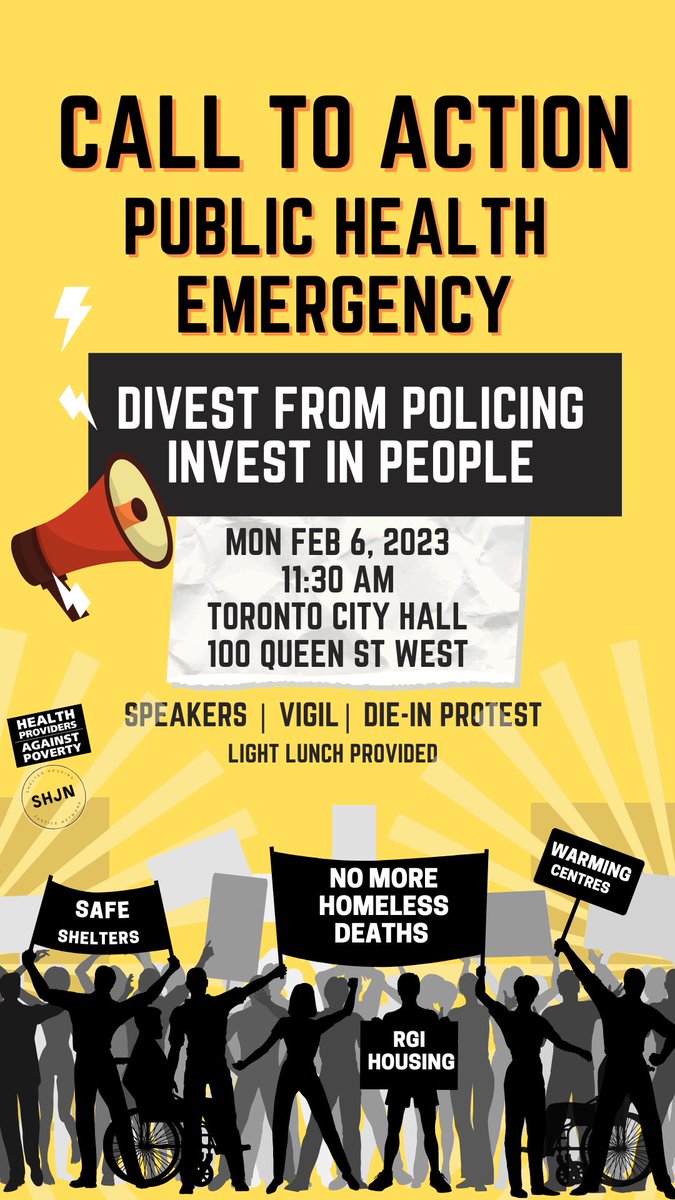 The warming centres are full. 
Join us to demand that the city open enough shelters. 
Join us to demand that the warming centres be kept open all winter. 
Join us to demand no cops on the TTC. #DefundThePolice