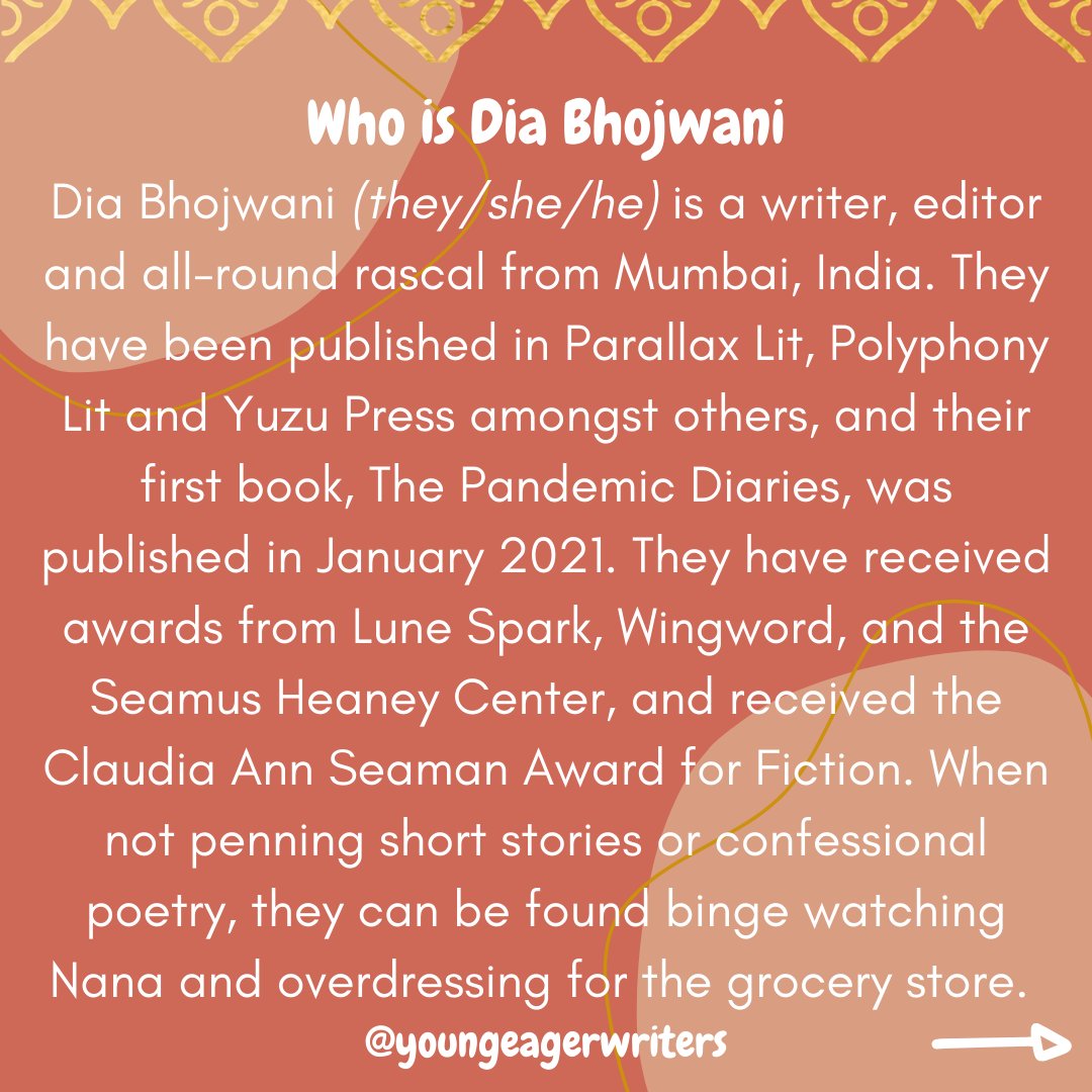 YEWassociation's tweet photo. YEW was so excited to interview @diabhojwani! Find the rest of her interview at the Young Eager Writers website. https://t.co/nhxhsoNxXc