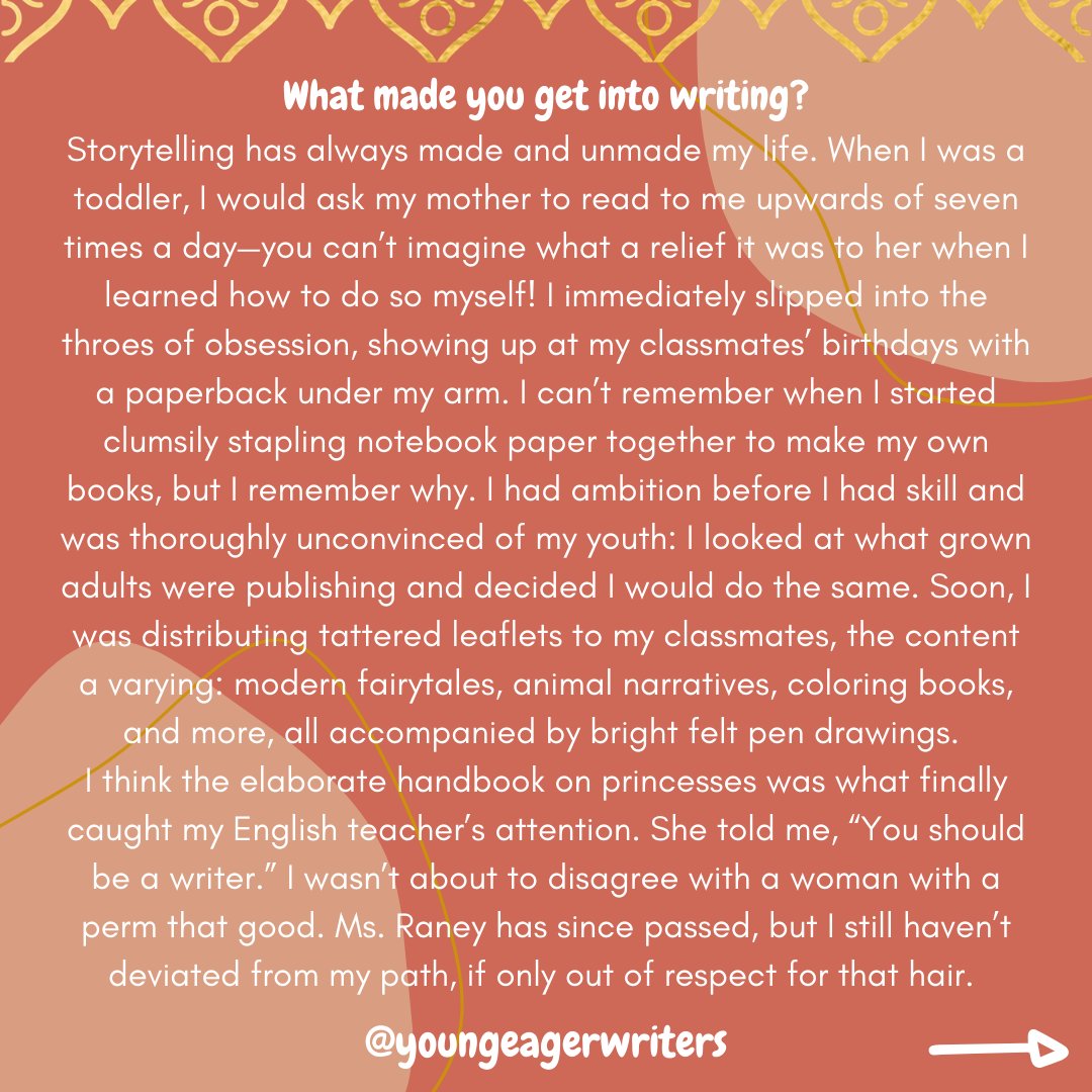 YEWassociation's tweet photo. YEW was so excited to interview @diabhojwani! Find the rest of her interview at the Young Eager Writers website. https://t.co/nhxhsoNxXc