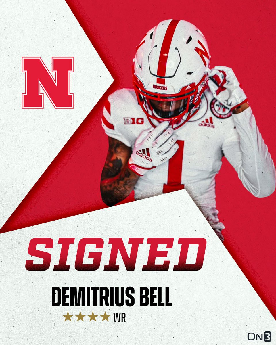 Four-star WR Demitrius Bell has signed with the Nebraska Cornhuskers🌽

Read: on3.com/college/nebras…