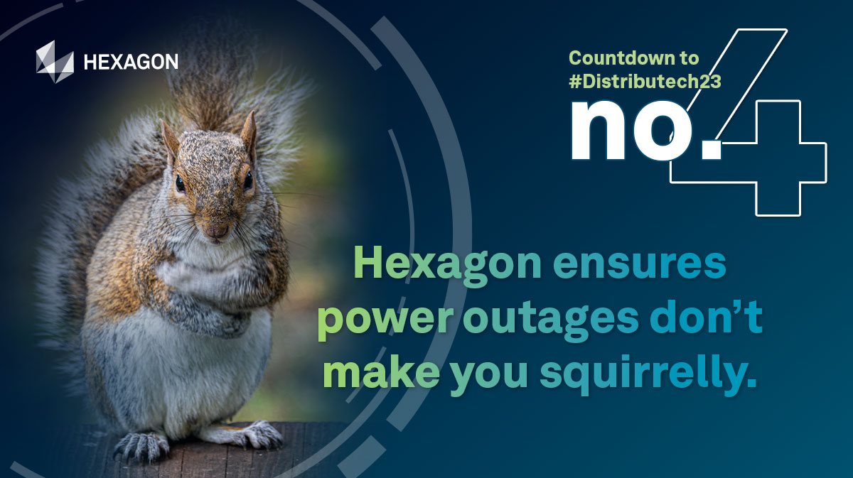 HexagonSIG's tweet image. Reason no. 4 to visit us at #Distributech23: Don’t let power outages make you squirrelly. Hexagon’s outage management software provides operational awareness to enable earlier detection and faster restoration. hxgn.biz/3WwJsQN

@DISTRIBUTECH #countdown #utilities #outage